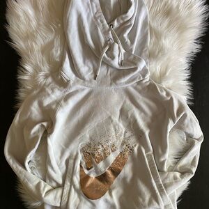 Nike White and Gold Hoodie